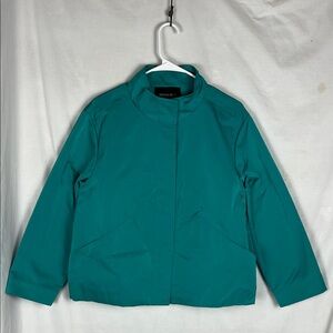 Lafayette 148 New York Teal Long Sleeve BUtton Up Lightweight Jacket
